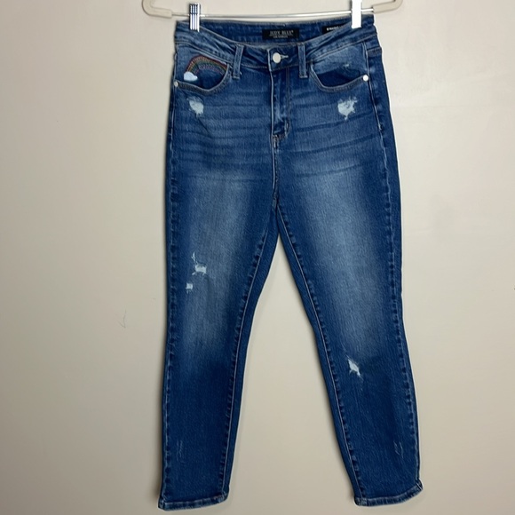 Judy Blue Rainbow Embroidered Straight Leg Jeans - Picture 4 of 9